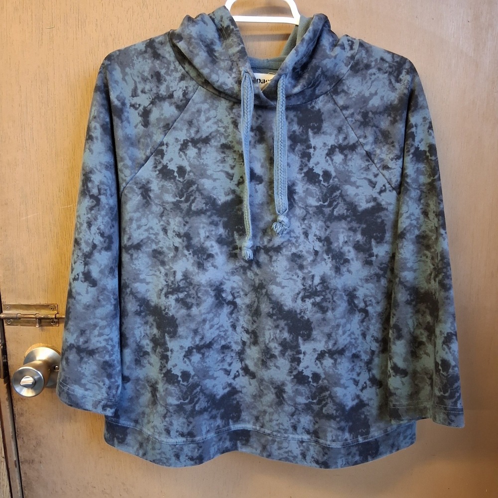 Pact‎ Tie Dye Cropped Sleeve Pullover Hoodie Sweatshirt Cotton Blend Medium